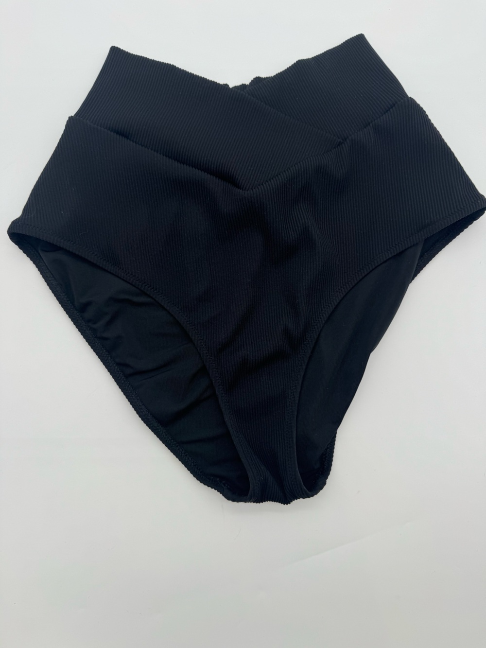 Aerie swim bottoms small high waist Black Ribbed Bikini Bottoms
